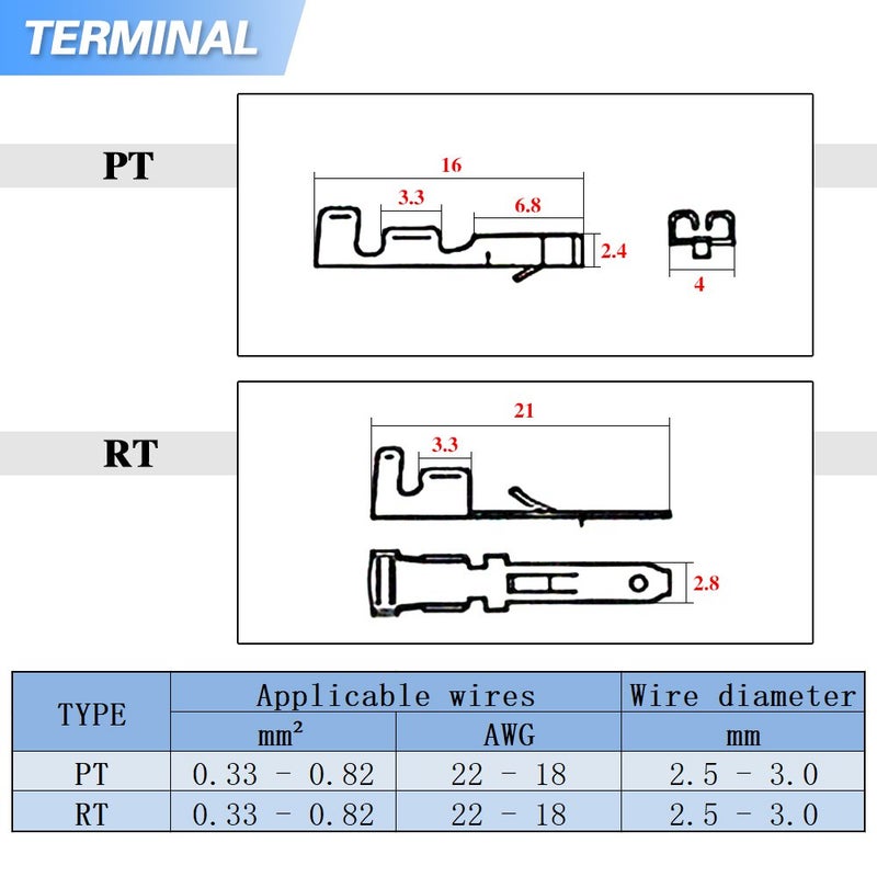 Glarks 580Pcs 2.8mm Pitch 2 3 4 6 9 Pin Wire Connectors Housing Terminal, Male & Female Plug Housing and Pin Header Crimp Wire Terminals Connector Assortment Kit for Motorcycle, Bike, Car, Boats - Image 3